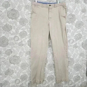 Mens L.L. Bean Natural Fit Beige Khaki Pants 35x33 Cotton/Spandex